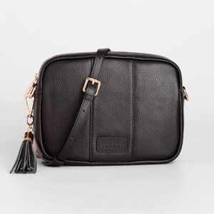 Pom Pom London Black Leather Crossbody Bag with Tassel